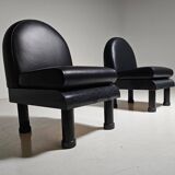 Black leather loungers , 1980.