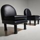 Black leather loungers , 1980.