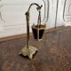 Lampe veilleuse en bronze et verres multicolores Restauration XIXe