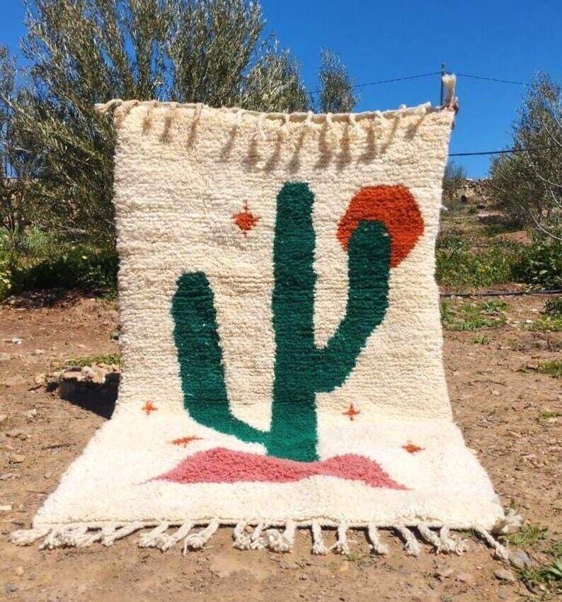 Handcrafted Beni Ouraine rug, size 200 x 300 cm, colorful patterns