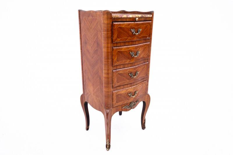 Antique small chest of drawers with marble top, France, circa 1930