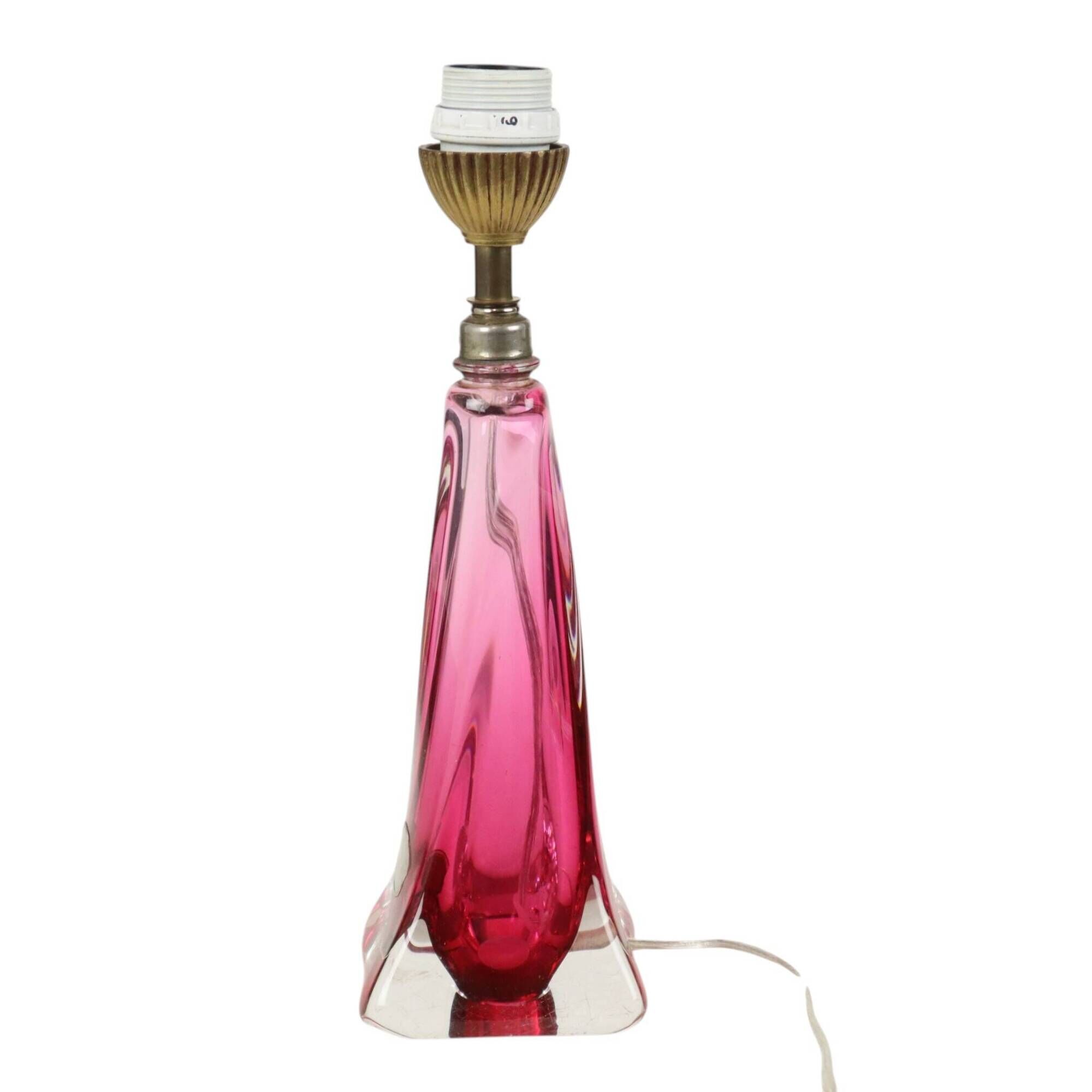 Purple and Pink Crystal Table Lamp – Val Saint Lambert – Sixties