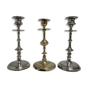 Trois bougeoirs laiton
