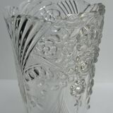 Glass vase with stylized flower pattern