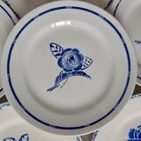 Lot de 6 assiettes plates bleues dépareillées Digoin Sarreguemines et Saint-Amand