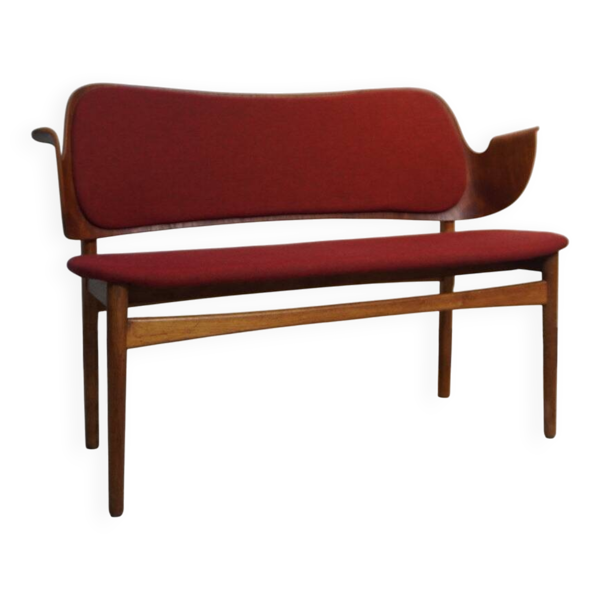 Banc en teck et chêne rare par Arne Hovmand-Olsen pour Bramin, Danemark, années 1950.