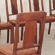 Set of 6 Art Deco chairs in Oak and Walnut with camel leather.