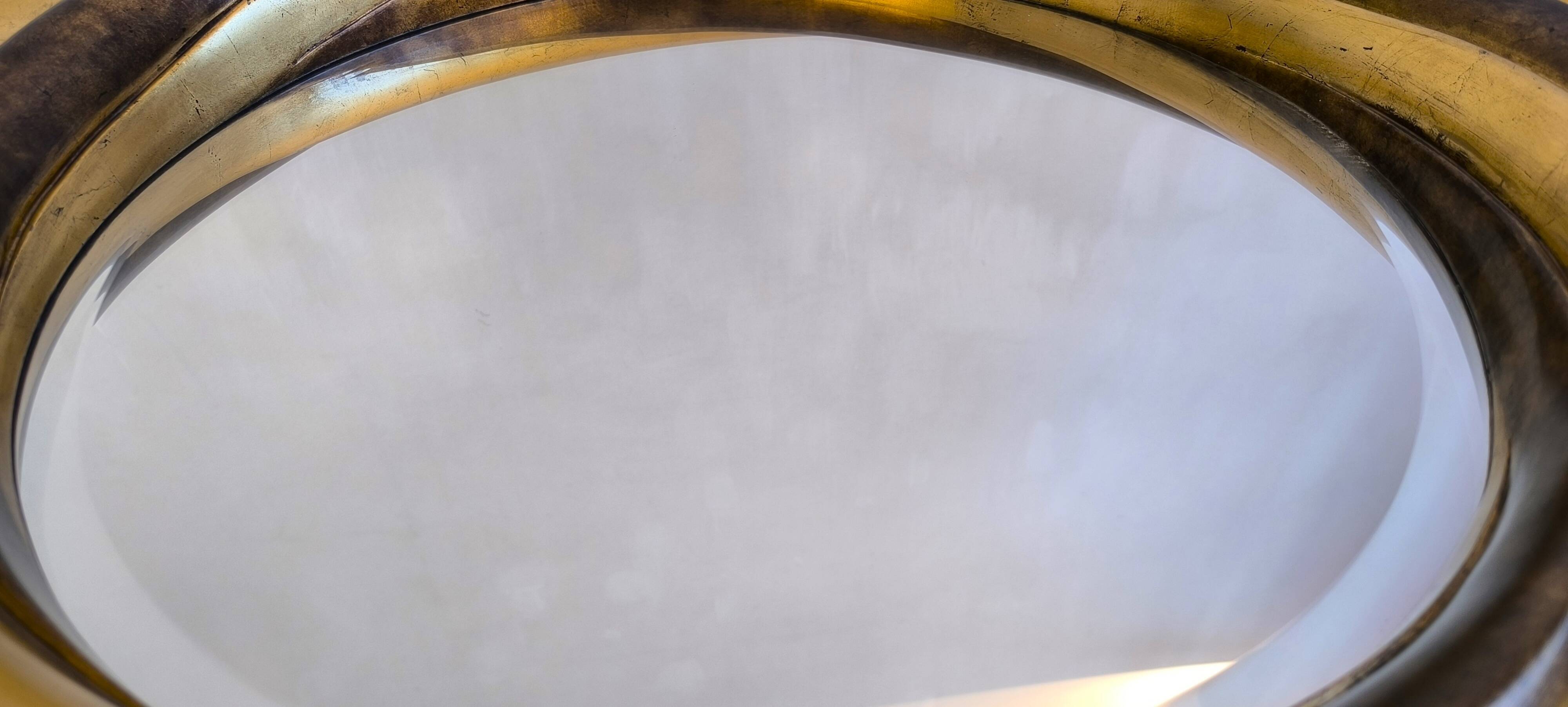 Victorian English Round Grand Mirror – Gilded Wood & Bevelled Glass