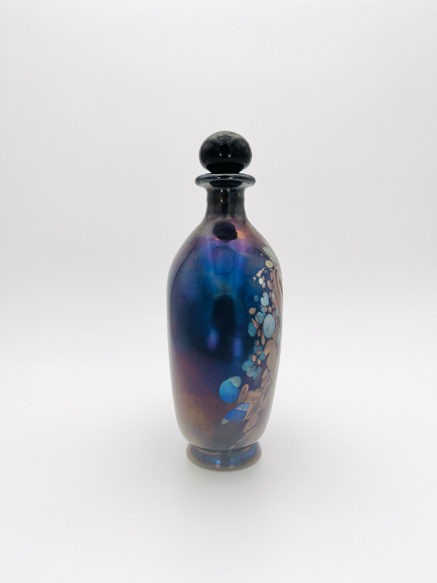Perfume Bottle Robert Pierini Studio Glass 1984 Iridescent 21.5cm