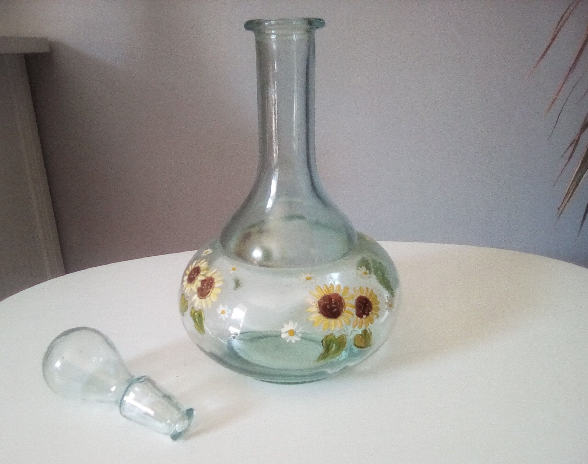 Old carafe bluish glass