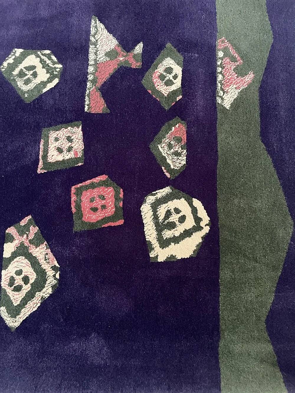 Hand-tufted artistic rug Vezeley by Tisca France 1990s