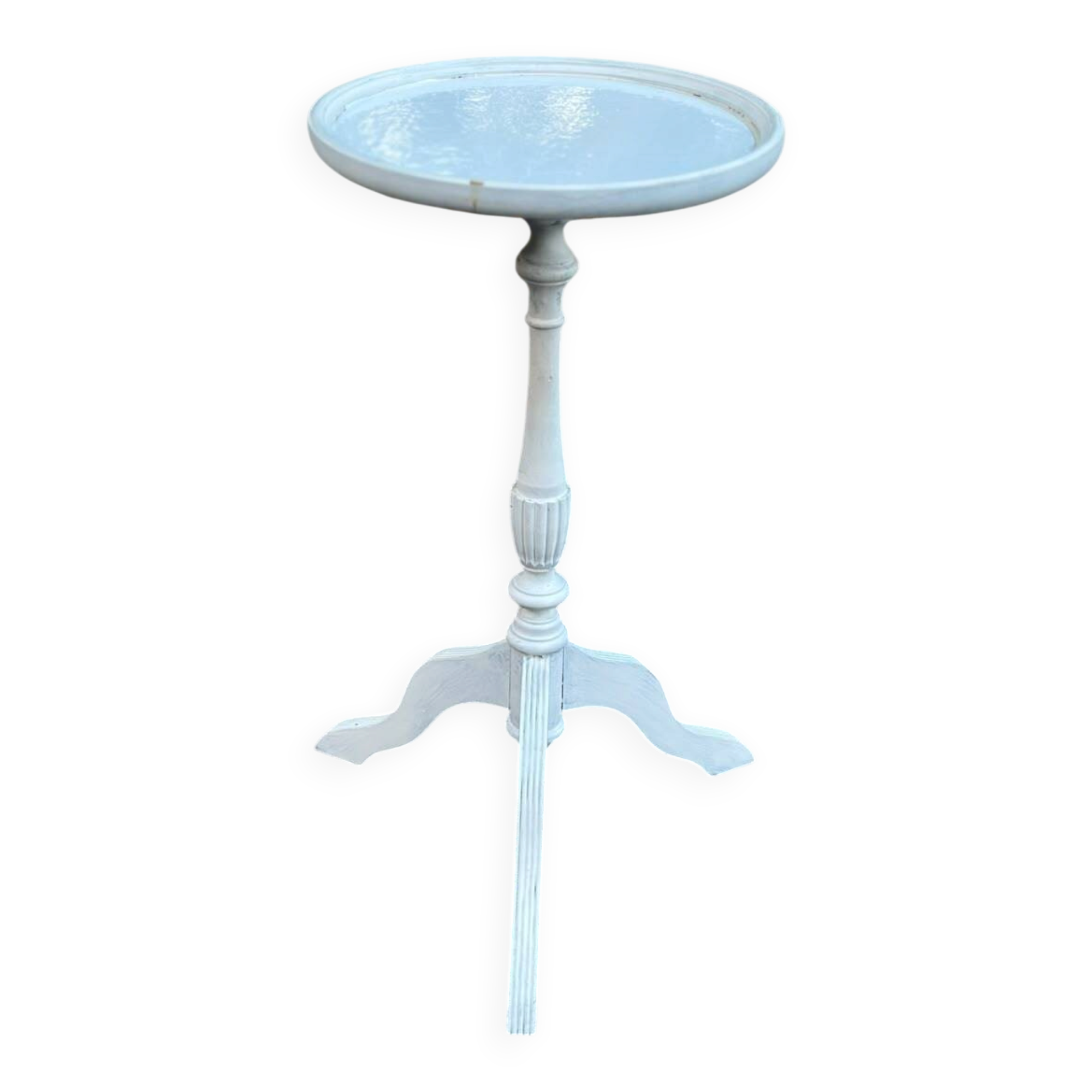 Tripod gueridon / Louis XVI style white patinated side table 1960