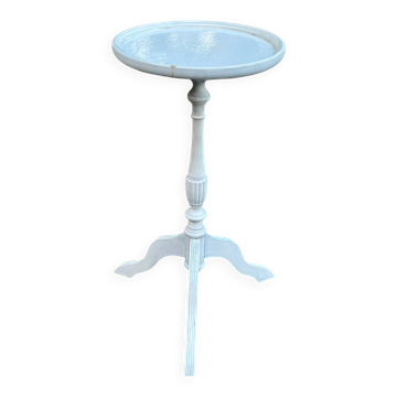 Guéridon tripode / Table d'appoint style Louis XVI blanc patiné 1960