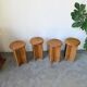 Set of 4 oak stools from the 1950s, constructivist style.