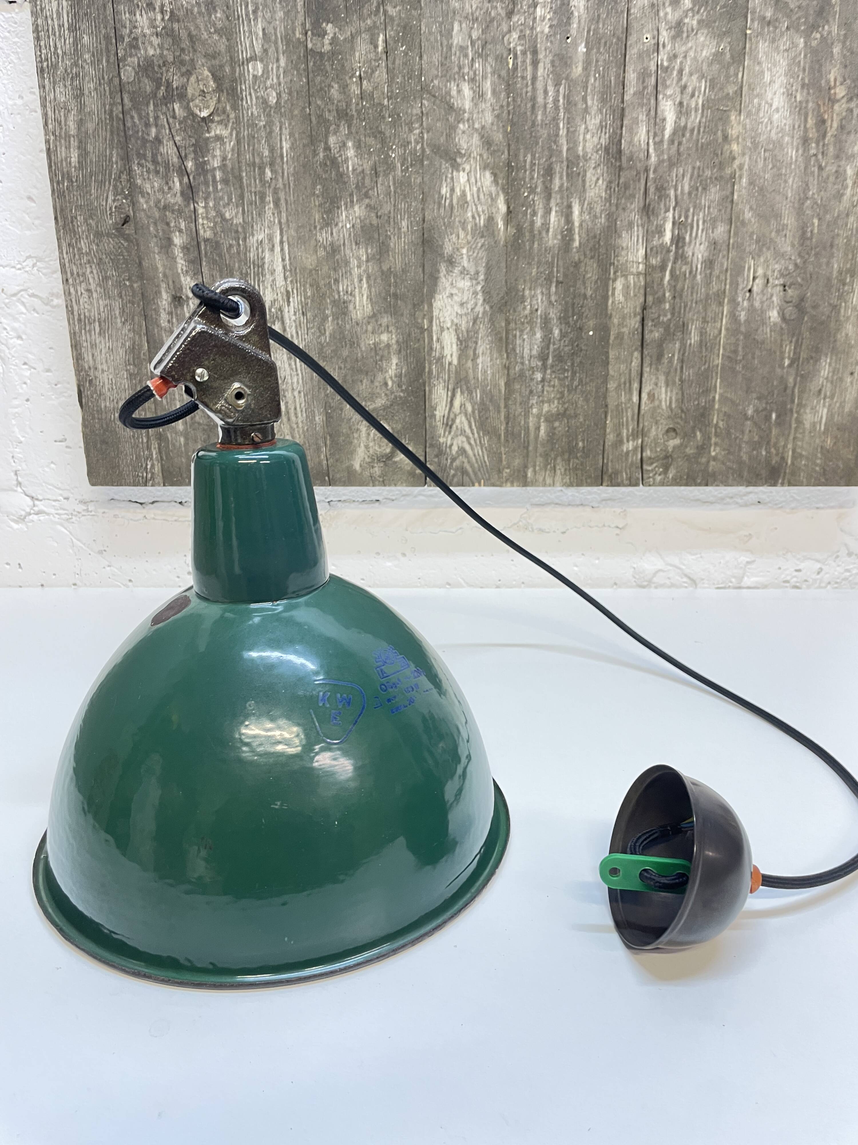 Industrial, Loft Green Enamel Pendant Lamp OBg-1, 1960s