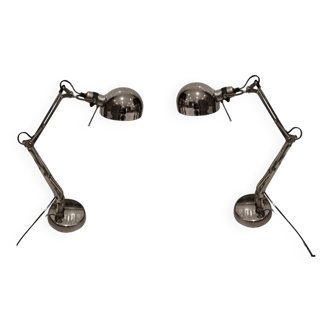 Pair of articulated lamps, vintage 1980s industrial design
