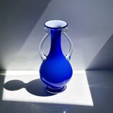 Postmodern handle vase kobalt blue postmodern