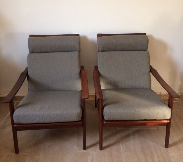 Paire de fauteuils scandinaves en teck années 60