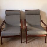 Pair of Scandinavian armchairs in teak 60s