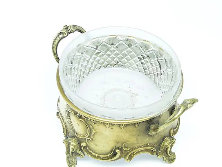 Rococo sugar bowl, silver-plated brass, Poland, early 20th century