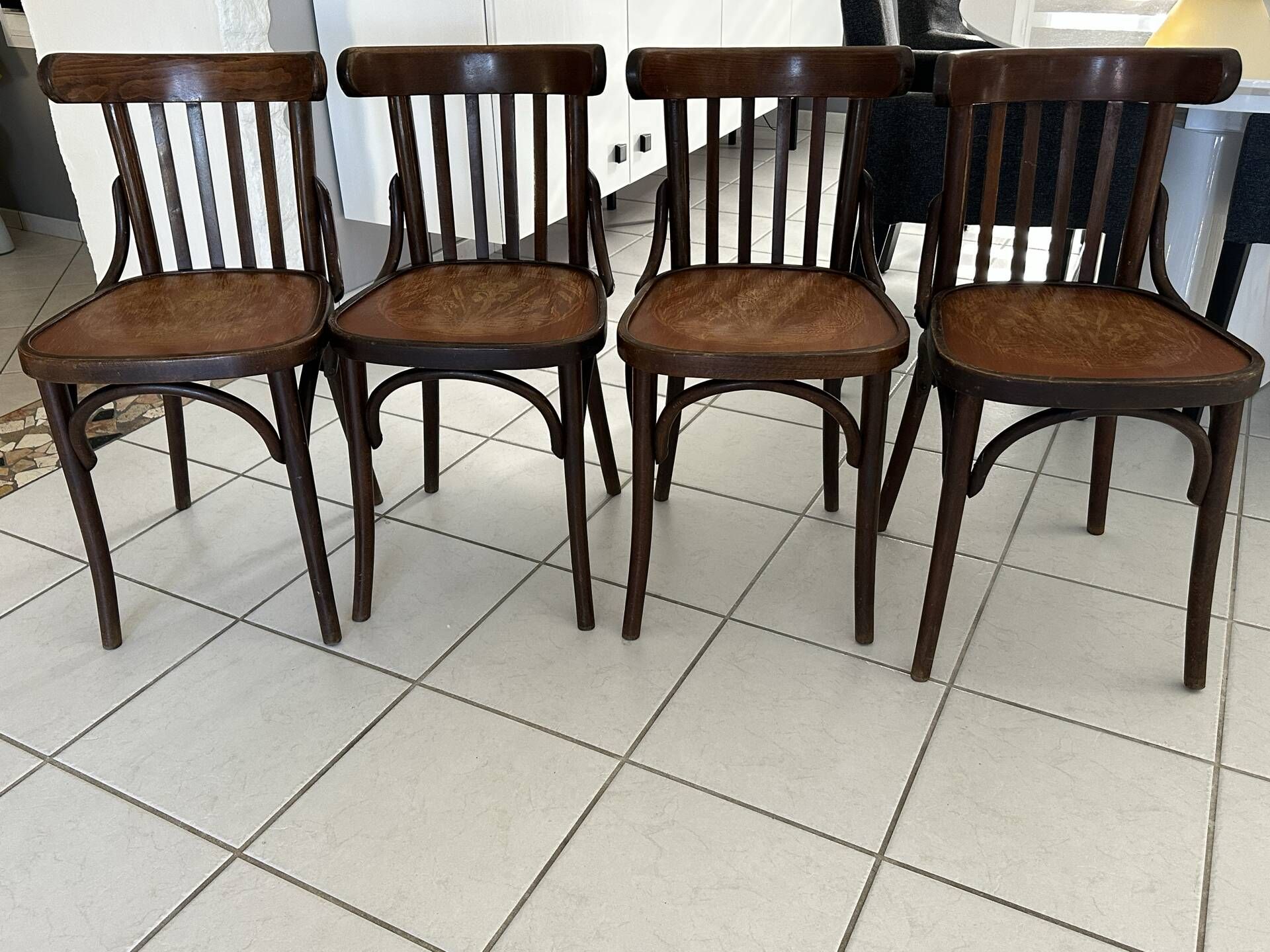 Set of 4 vintage bistro chairs from the 1960s.