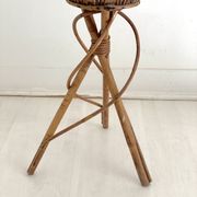 Porte plante en rotin vintage 70's