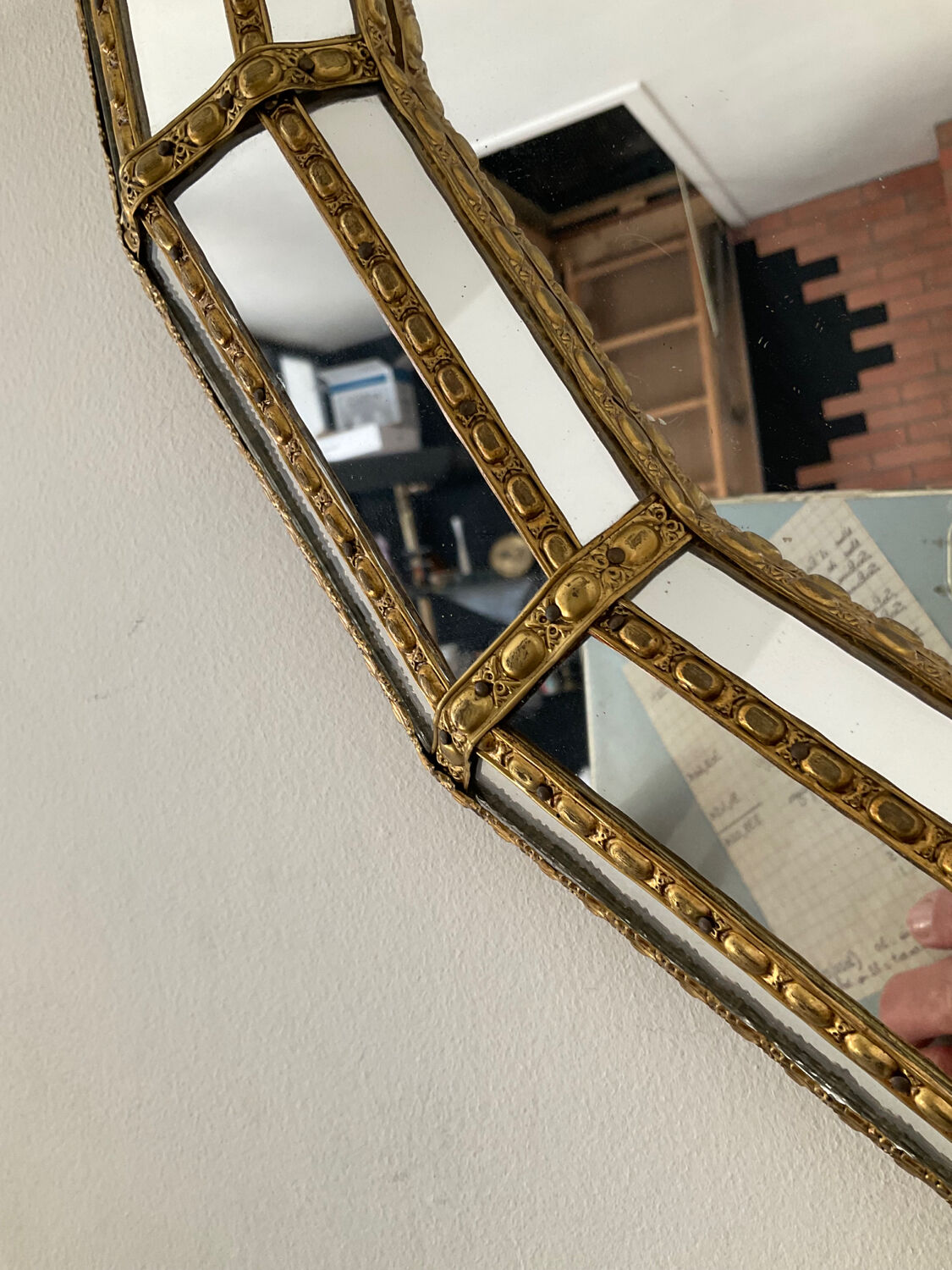 Vintage mirror in brass and parcloses 60s