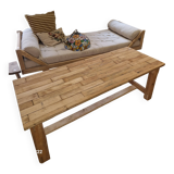 stripped wood coffee table