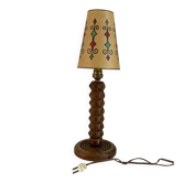 Vintage turned wooden lamp, in the style of Charles Dudouyt.