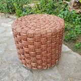 Table basse et tabourets en corde vintage