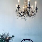 Chandelier with crystal and bronze tassels