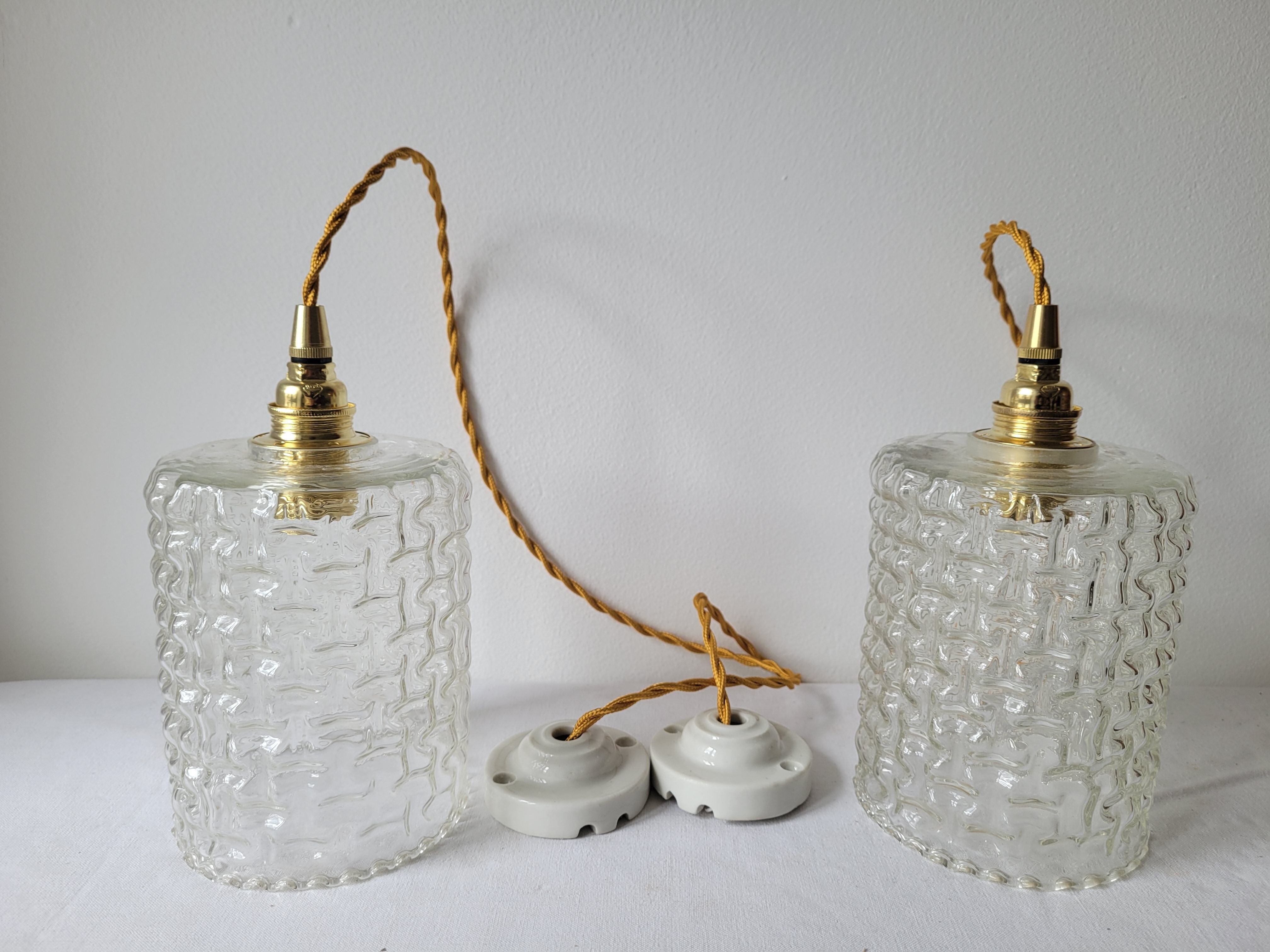 Duo de suspensions en verre moulé