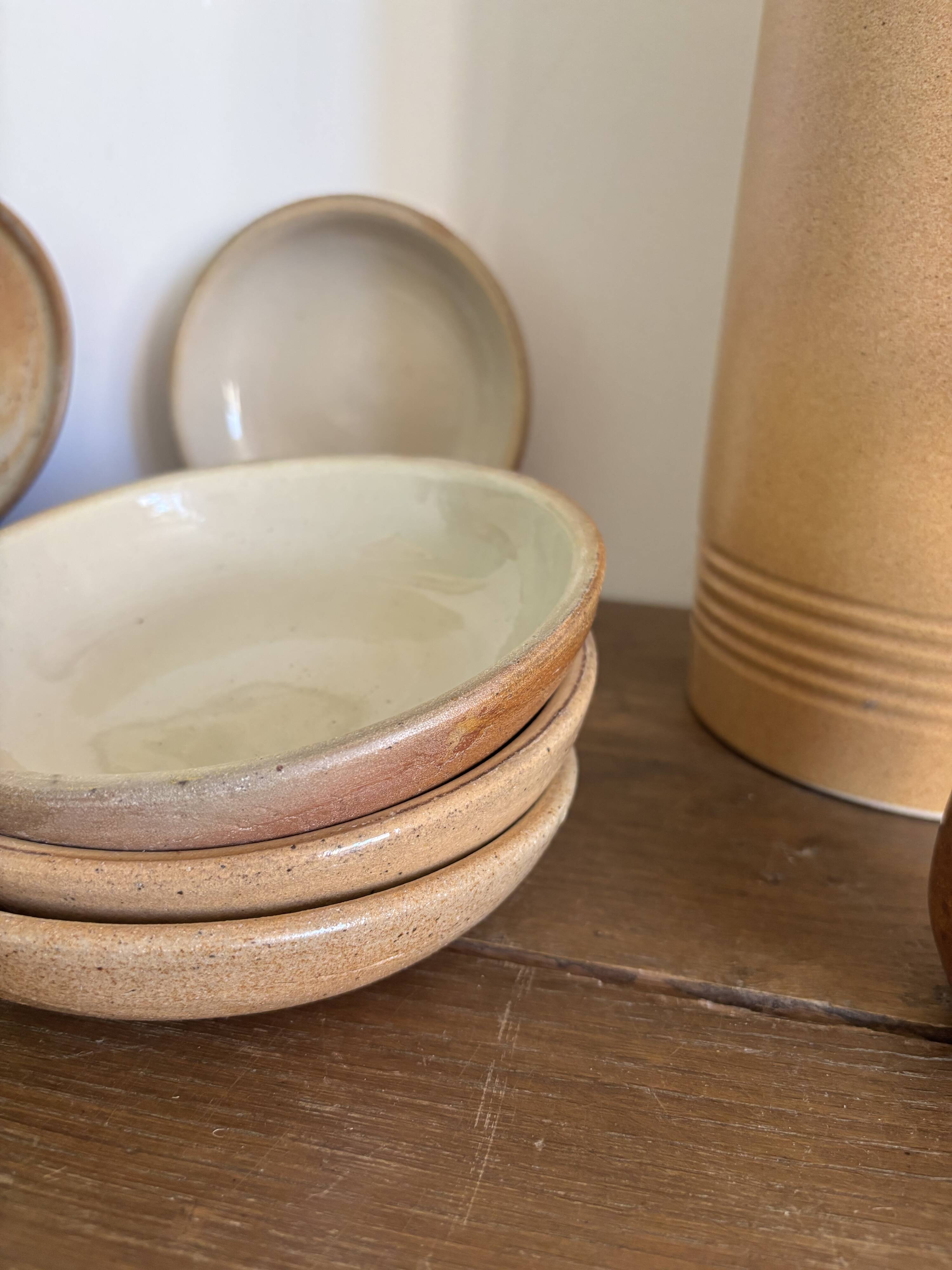 Vintage french stoneware ceramics set – mineral earth
