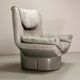 Fauteuil de salon italien en cuir gris, design accrocheur, par Ammanati & Vitello, années 1970