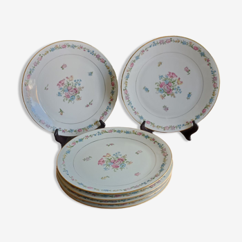 6 flat plates in Limoges porcelain - Porcelaine Limousine