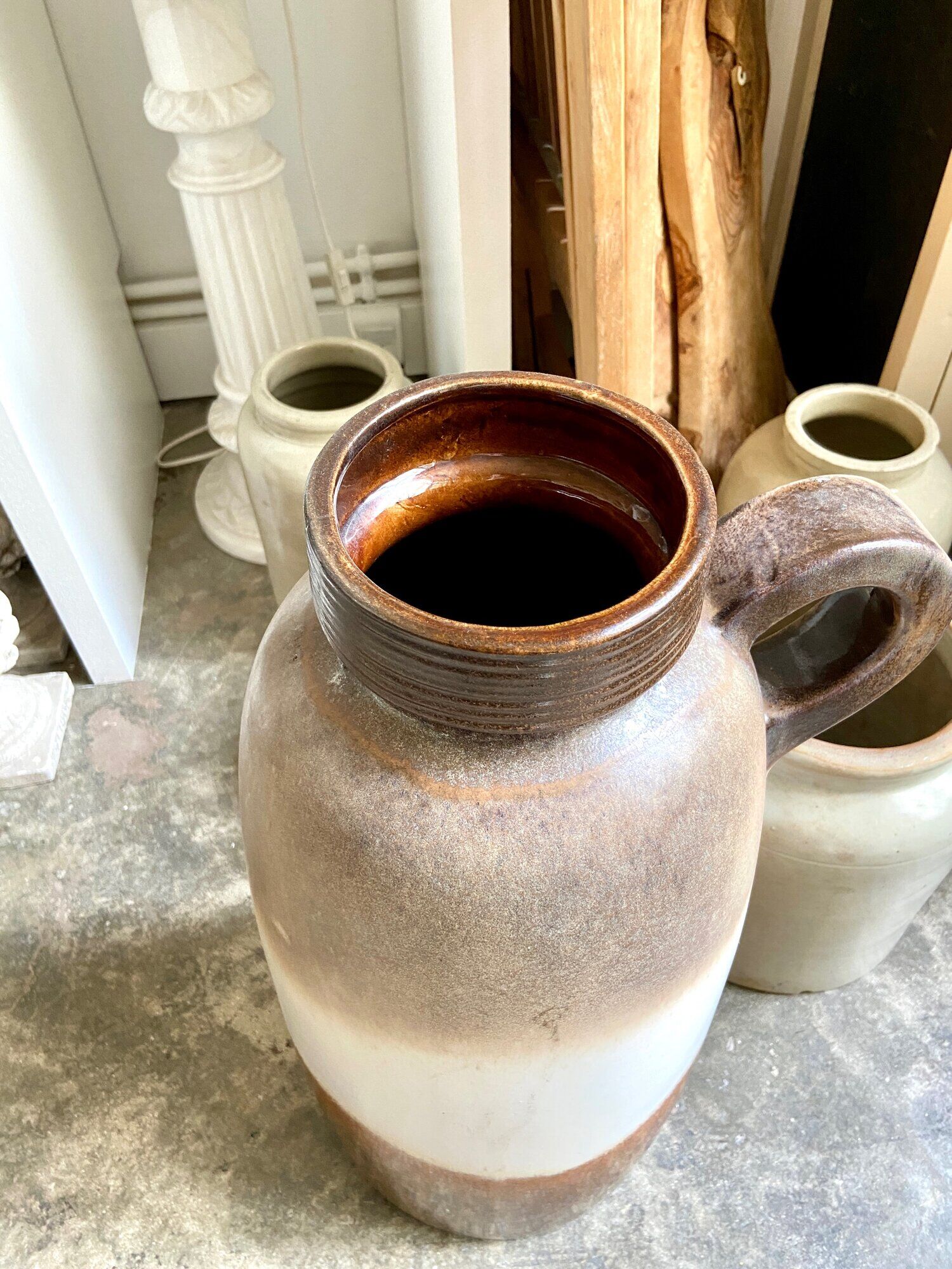 W. Germany vase in brown and beige glazed ceramic