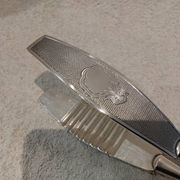 Silver-plated asparagus tongs with guilloche decoration and goldsmith Christofle