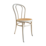 Chaise bistrot en bois blanc et cannage