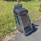Folding chair in cane and chromed steel Vintage