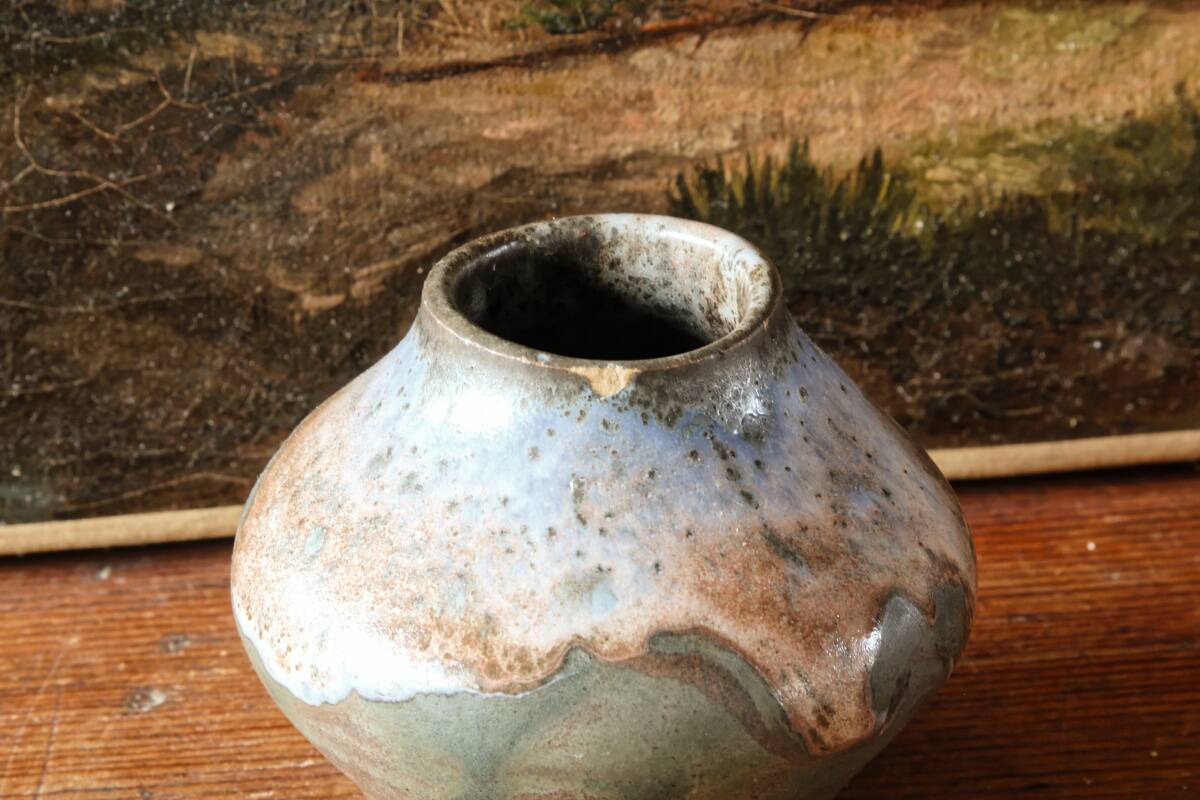 Petit vase en grès, monogrammé HR, glaçure expérimentale, début 20ème