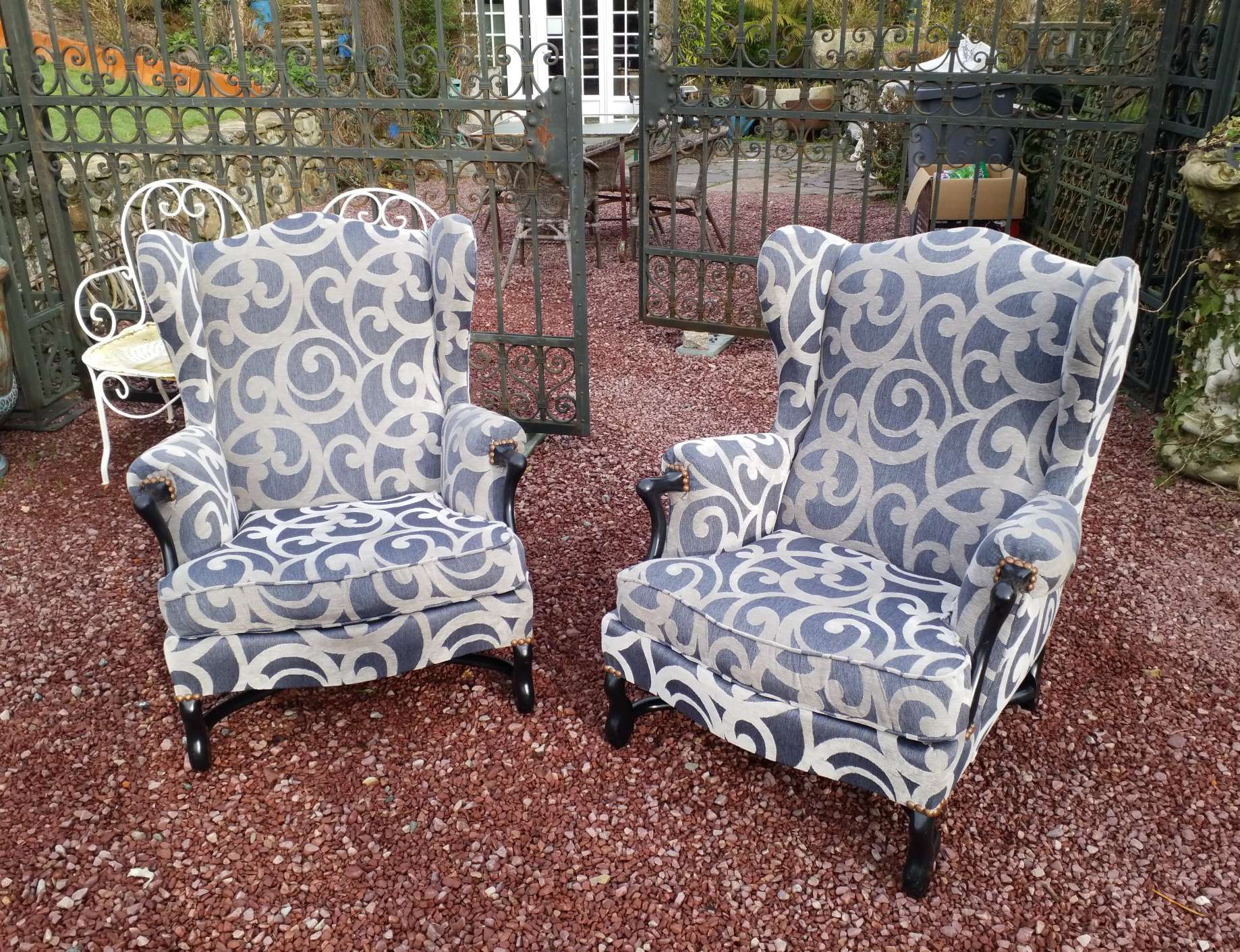 Pair of armchairs with ears