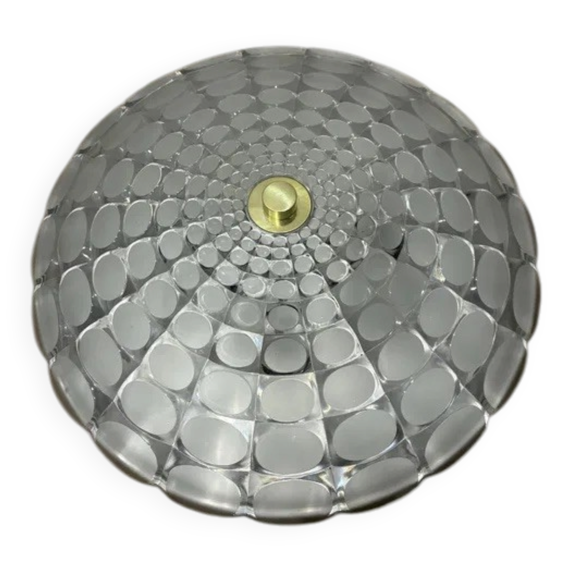 Vintage Peill & Putzler Optical Glass Flush Ceiling Lamp 1960s-70s