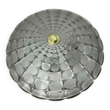 Vintage Peill & Putzler Optical Glass Flush Ceiling Lamp 1960s-70s