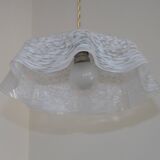 French Vintage 1930s White Frilled Clichy Glass Lampshade Ceiling Light