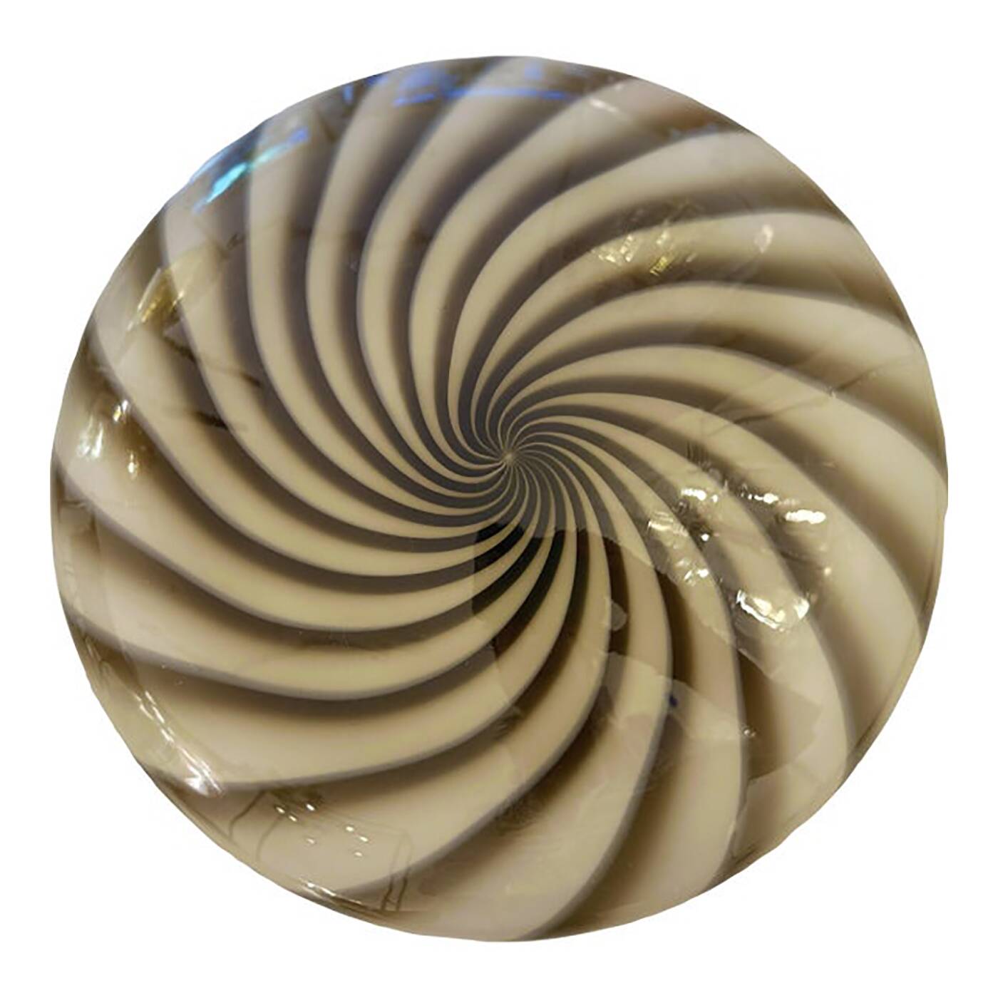 Contemporary Italian Milky-White and Brown Swirls Murano Glass Flush Mount