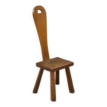 Chaise brutaliste en chêne massif 1950’s