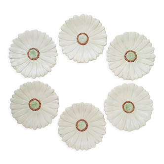 Set of 6 plates in slip "daisy"