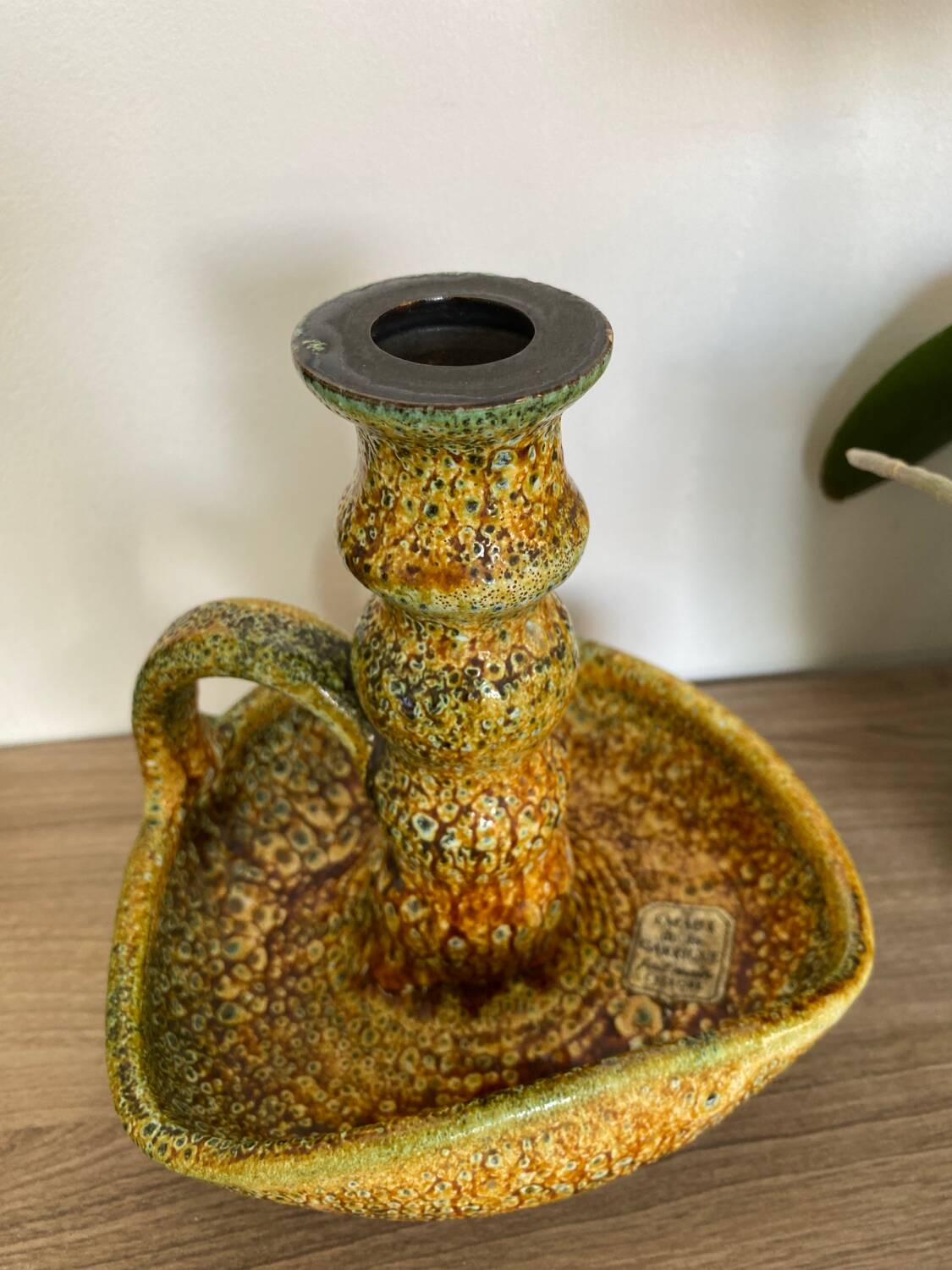 Enamel hand candle holder
