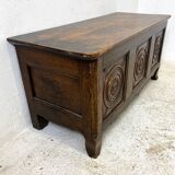 Antique solid oak storage bench