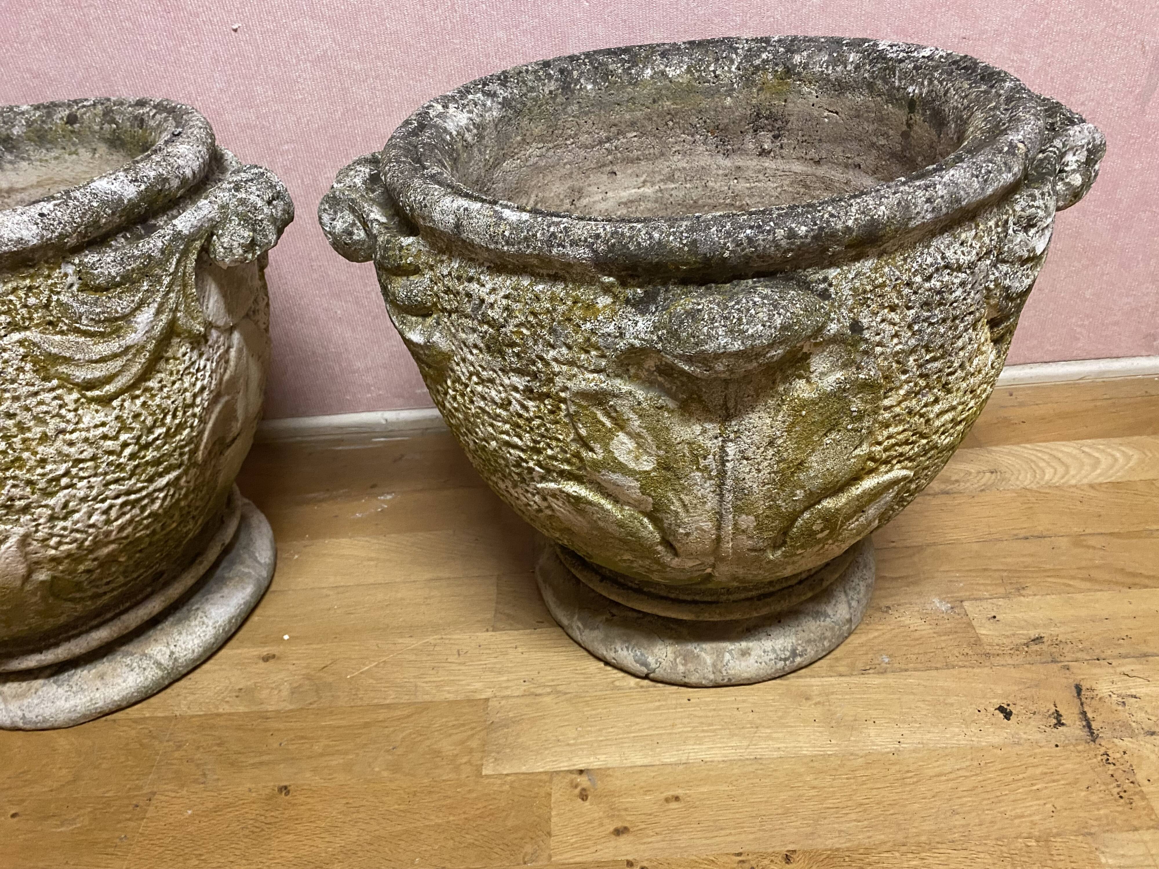 Pair of reconstituted stone planters